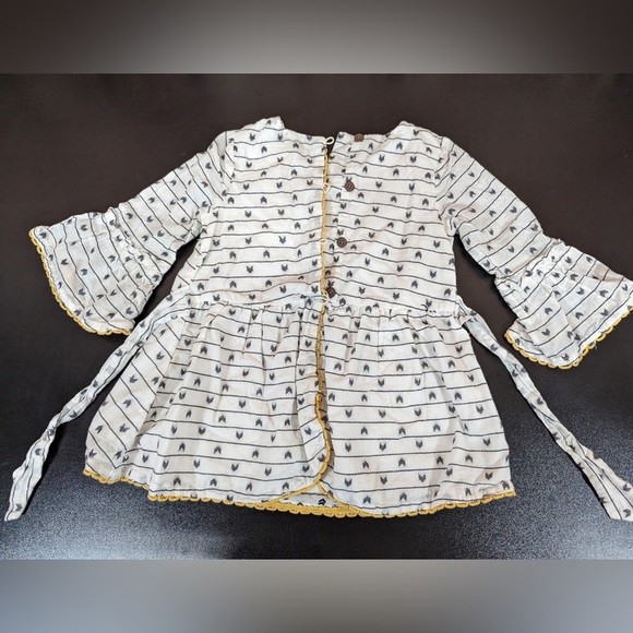 Girls Flare Sleeve Tunic size 3 T Max Studio Tie Back arrow print cotton boho - Picture 2 of 6